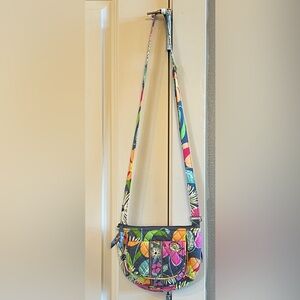 Retired Vera Bradley Lizzy Crossbody‎ Jazzy Blooms Patterned Bag- 9 x 7.5 inches
